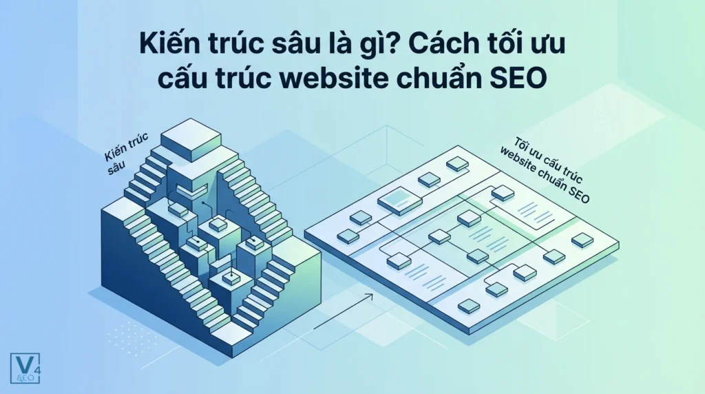 Kiến trúc sâu là gì? Cách tối ưu cấu trúc website chuẩn SEO 8 So sánh mô hình kiến trúc sâu nhiều tầng phức tạp với cấu trúc website phẳng tối ưu chuẩn SEO giúp Google dễ index.