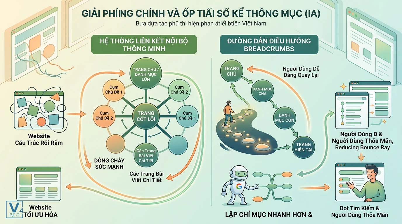 giai-phap-toi-uu-hoa-kien-truc-thong-tin-website Mô hình tối ưu hóa kiến trúc thông tin website bằng liên kết nội bộ thông minh và thanh điều hướng breadcrumbs.
