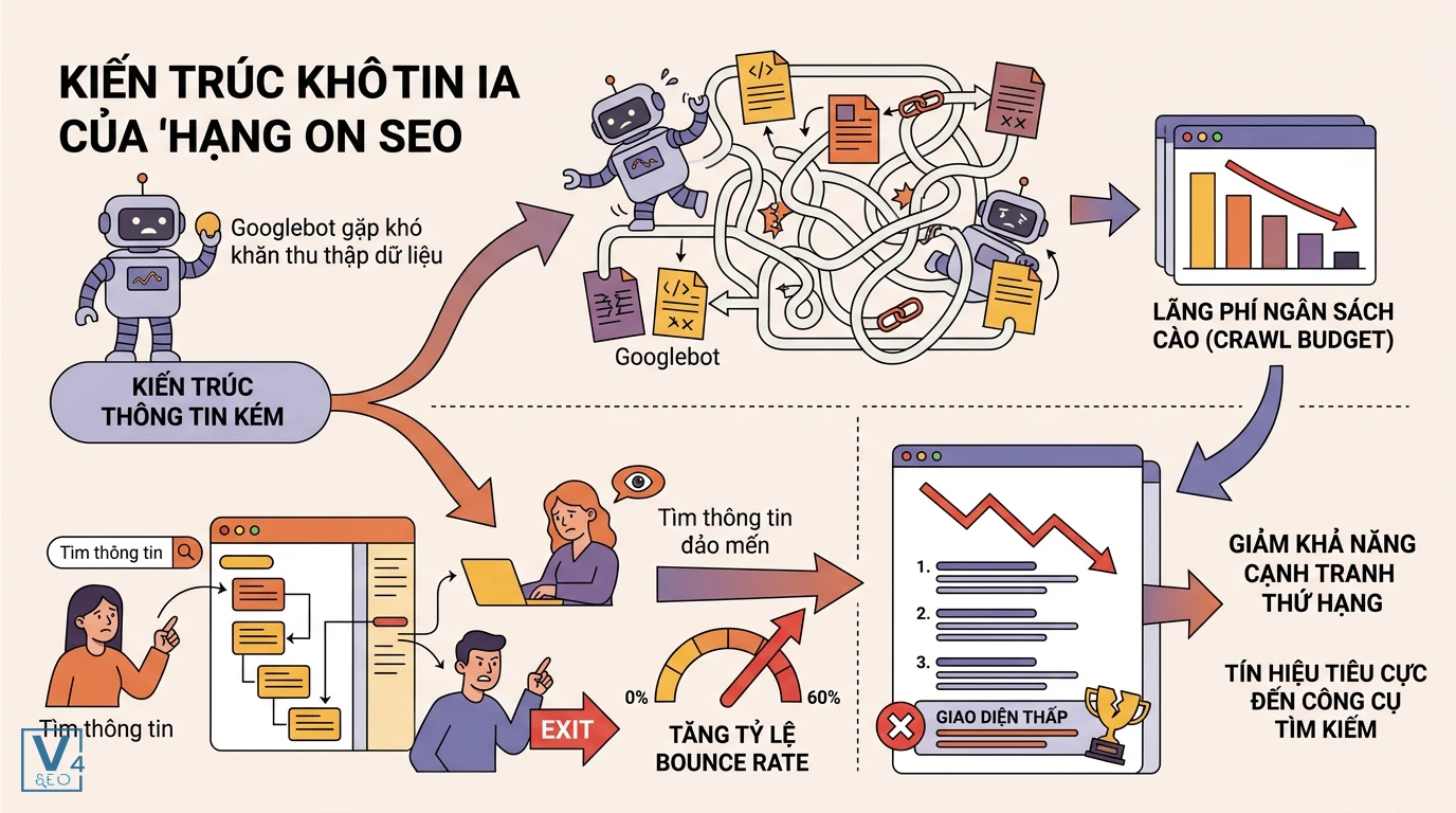tac-dong-cua-kien-truc-thong-tin-kem-den-seo Tác hại của kiến trúc thông tin kém gây lãng phí crawl budget và tăng tỷ lệ bounce rate ảnh hưởng xấu đến SEO