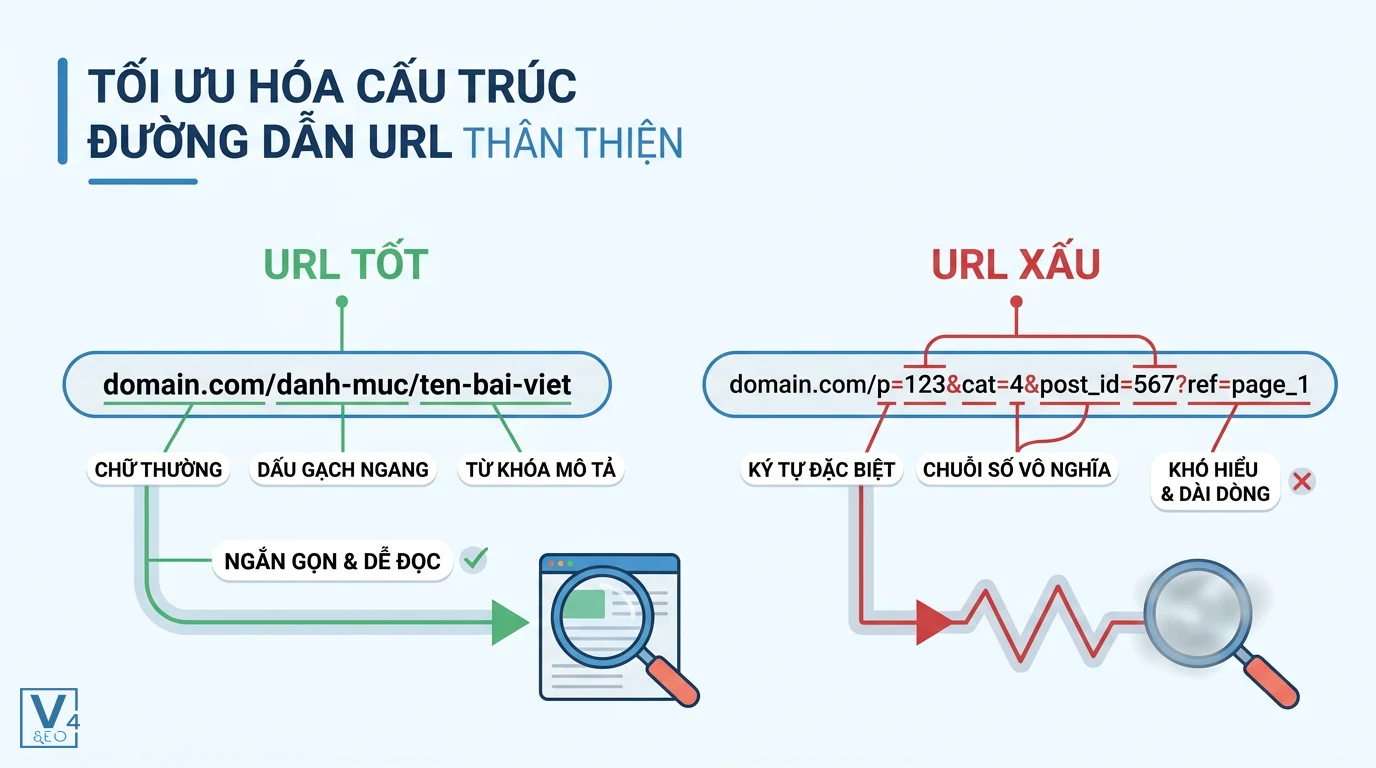 so-sanh-cau-truc-url-chuan-seo So sánh cấu trúc đường dẫn URL tốt và xấu để tối ưu hóa kiến trúc website chuẩn SEO.