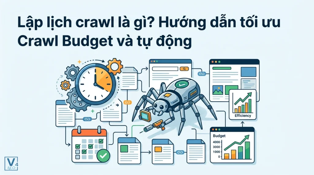 Mô hình tự động hóa lập lịch crawl dữ liệu website định kỳ giúp tối ưu hóa ngân sách cào Crawl Budget hiệu quả.