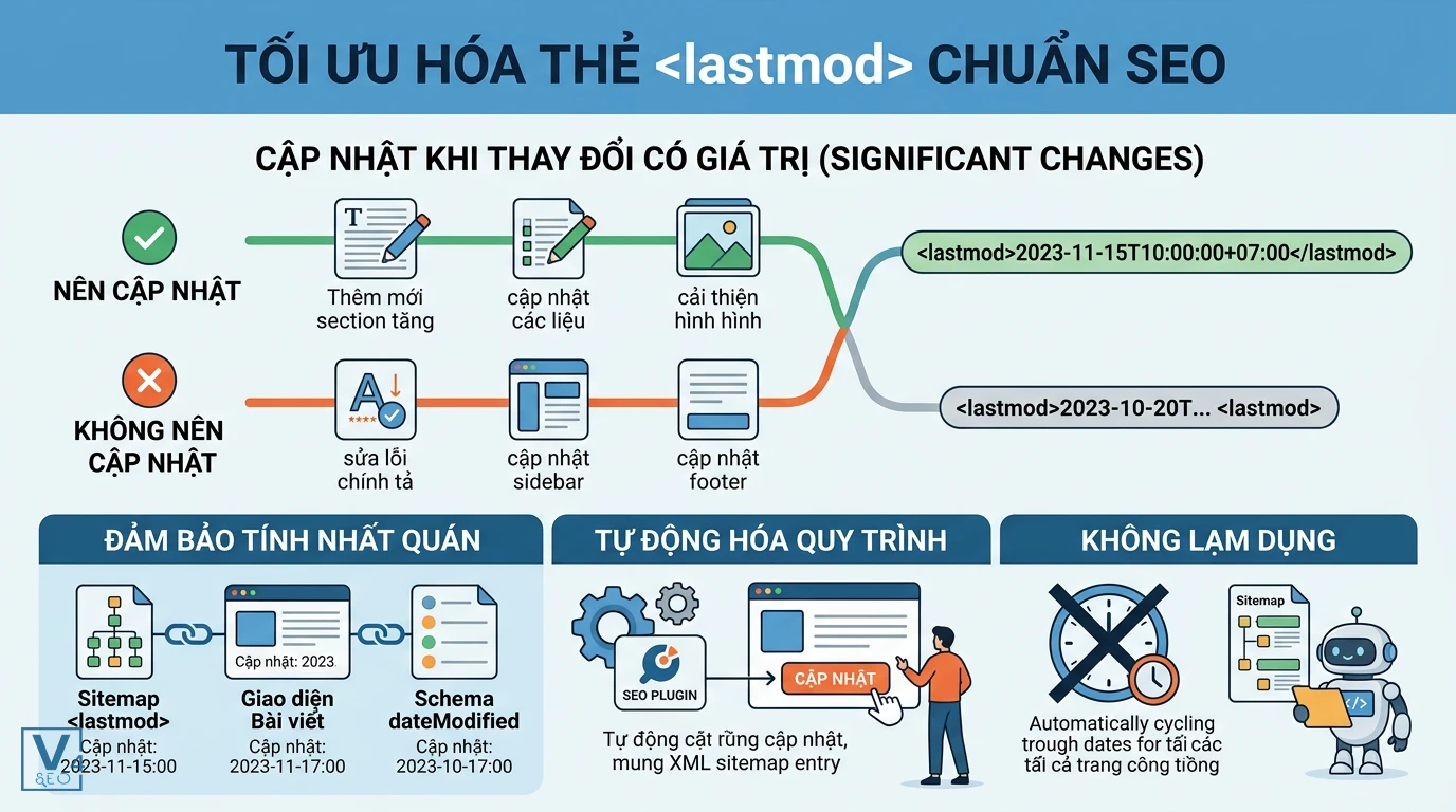 quy-trinh-toi-uu-the-lastmod-sitemap Quy trình tối ưu hóa thẻ lastmod sitemap chuẩn SEO qua việc phân biệt thay đổi có giá trị và đồng bộ dữ liệu.