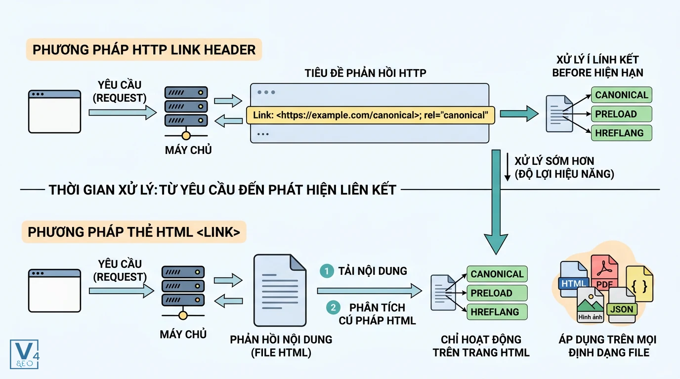co-che-hoat-dong-http-link-header So sánh cơ chế hoạt động và tốc độ xử lý giữa phương pháp HTTP Link Header và thẻ HTML link truyền thống.