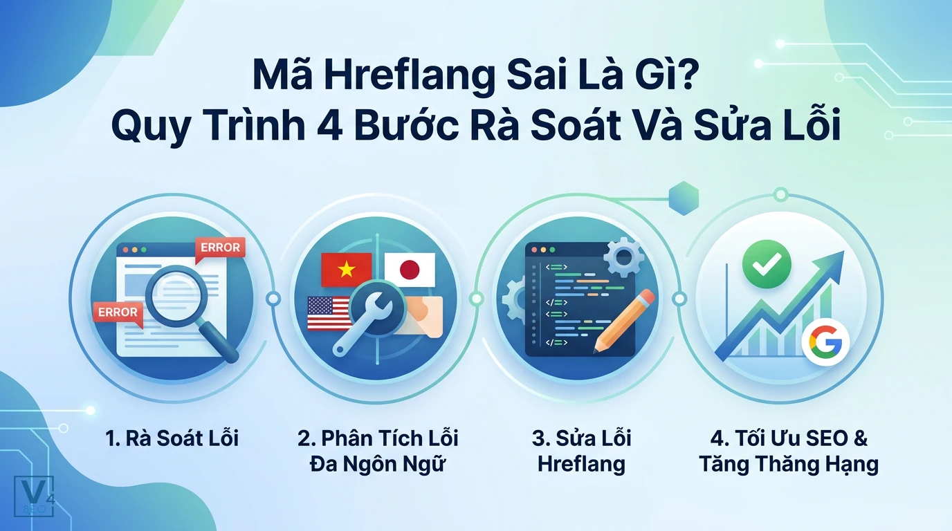 Quy trình 4 bước rà soát và khắc phục mã hreflang sai giúp tối ưu SEO cho website đa ngôn ngữ.