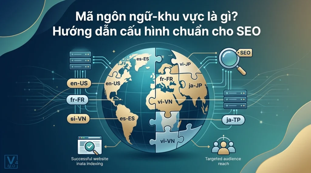 Mã ngôn ngữ-khu vực là gì? Hướng dẫn cấu hình chuẩn cho SEO 15 Mô hình kết nối mã ngôn ngữ-khu vực chuẩn ISO trên bản đồ toàn cầu giúp tối ưu hóa hreflang cho SEO quốc tế.