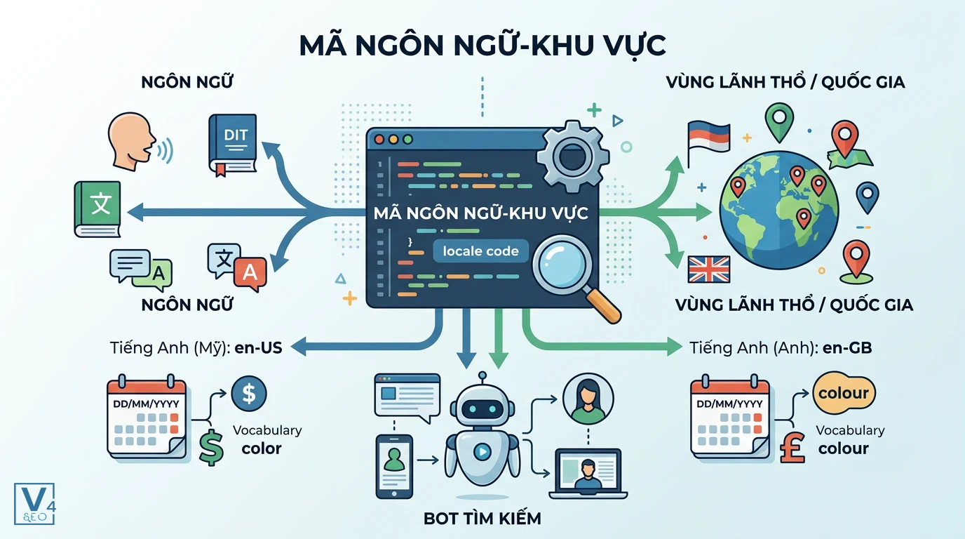 so-do-khai-niem-locale-code Sơ đồ giải thích mã ngôn ngữ-khu vực là gì giúp định vị nội dung web theo quốc gia và hỗ trợ bot tìm kiếm.
