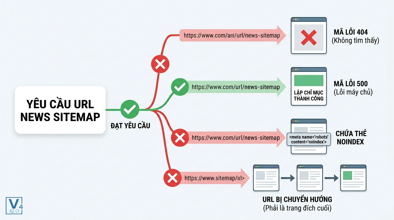 yeu-cau-url-news-sitemap Sơ đồ phân biệt URL hợp lệ và các URL lỗi cần tránh trong news sitemap là gì