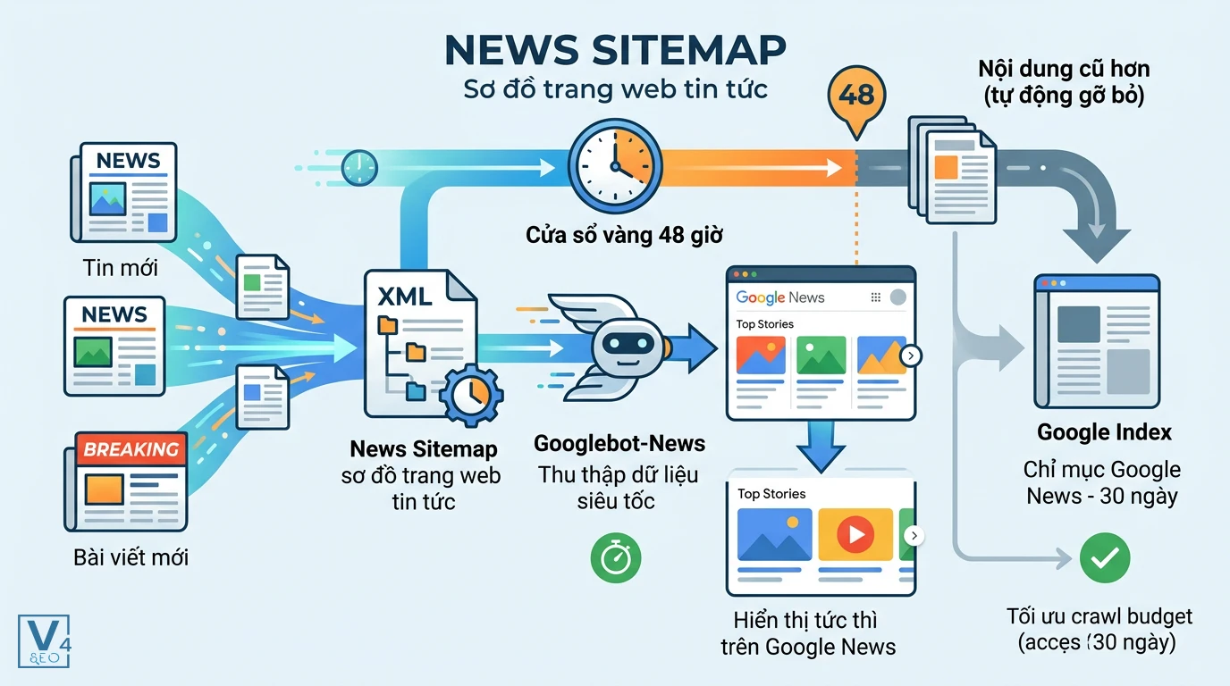 co-che-hoat-dong-news-sitemap Cơ chế hoạt động của news sitemap giúp Googlebot thu thập tin tức mới trong 48 giờ và tối ưu crawl budget.