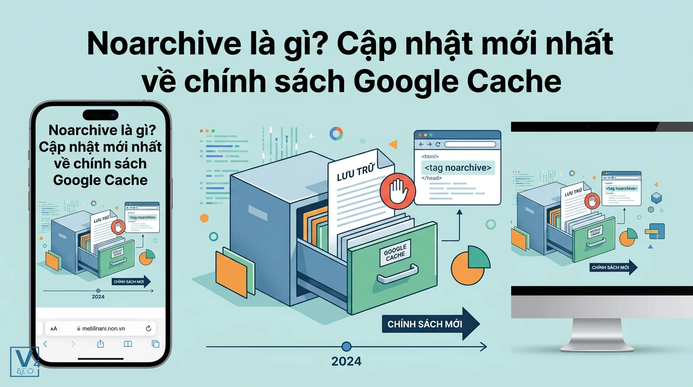 Mô tả cách hoạt động của thẻ noarchive ngăn chặn Google Cache lưu trữ dữ liệu trang web từ năm 2024.