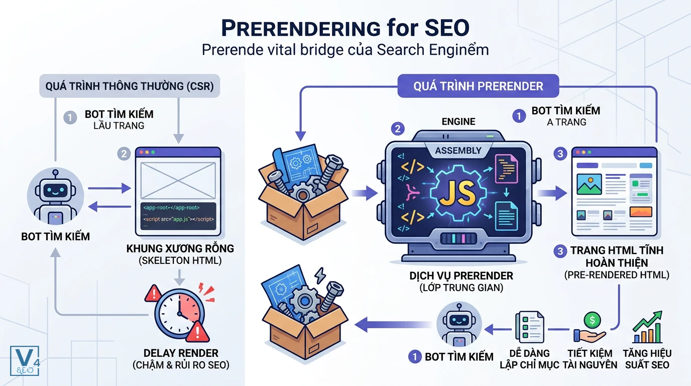 so-sanh-quy-trinh-prerender-va-csr So sánh quá trình render thông thường CSR gây chậm SEO và quy trình prerender là gì giúp tối ưu lập chỉ mục.