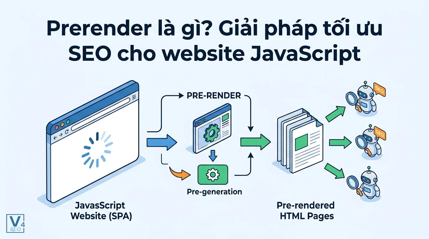 Mô hình hoạt động của prerender giúp chuyển đổi website JavaScript thành các trang HTML tĩnh tối ưu cho bot tìm kiếm.