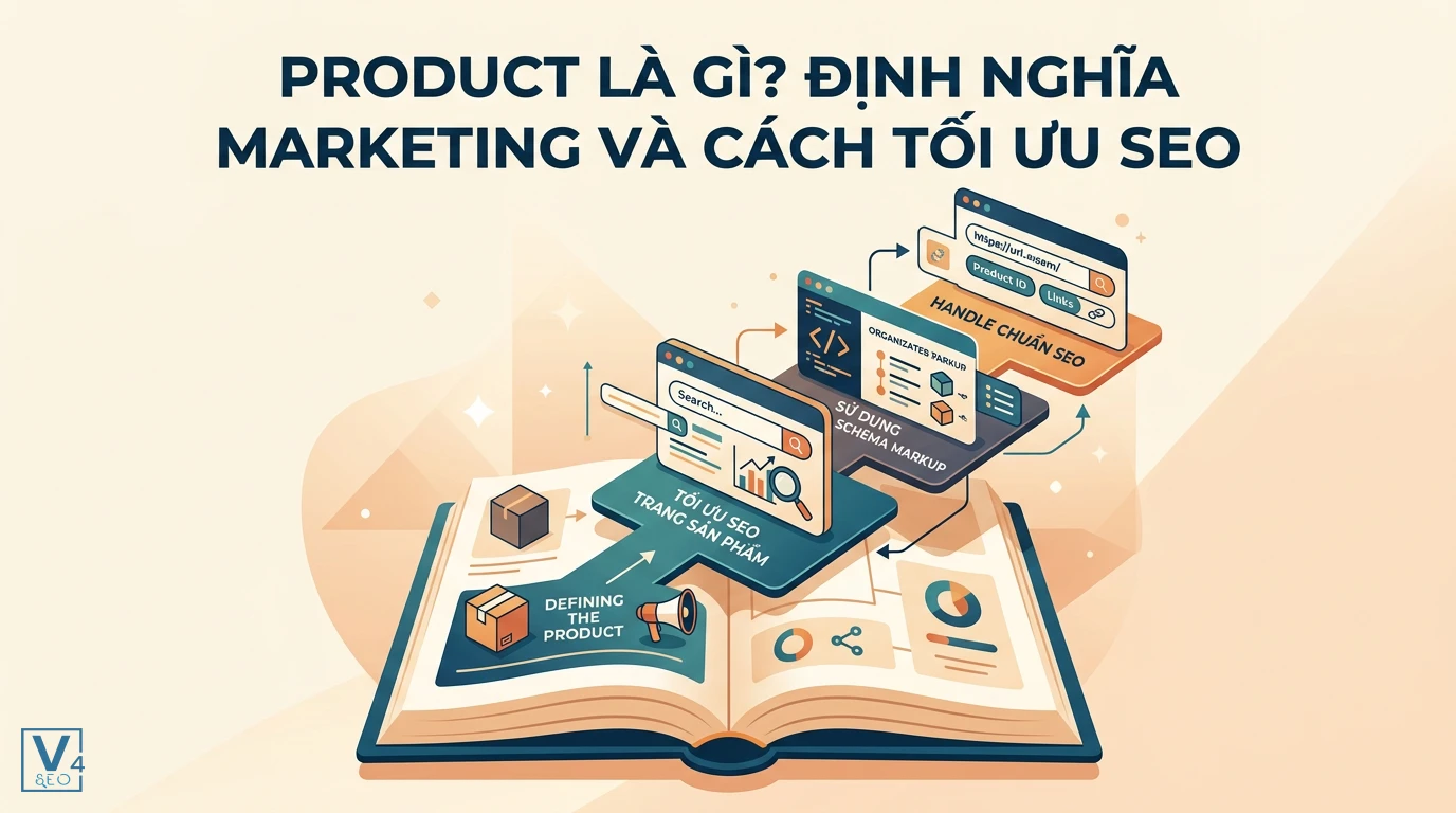Quy trình định nghĩa product và các bước tối ưu SEO trang sản phẩm gồm schema markup và handle chuẩn SEO.