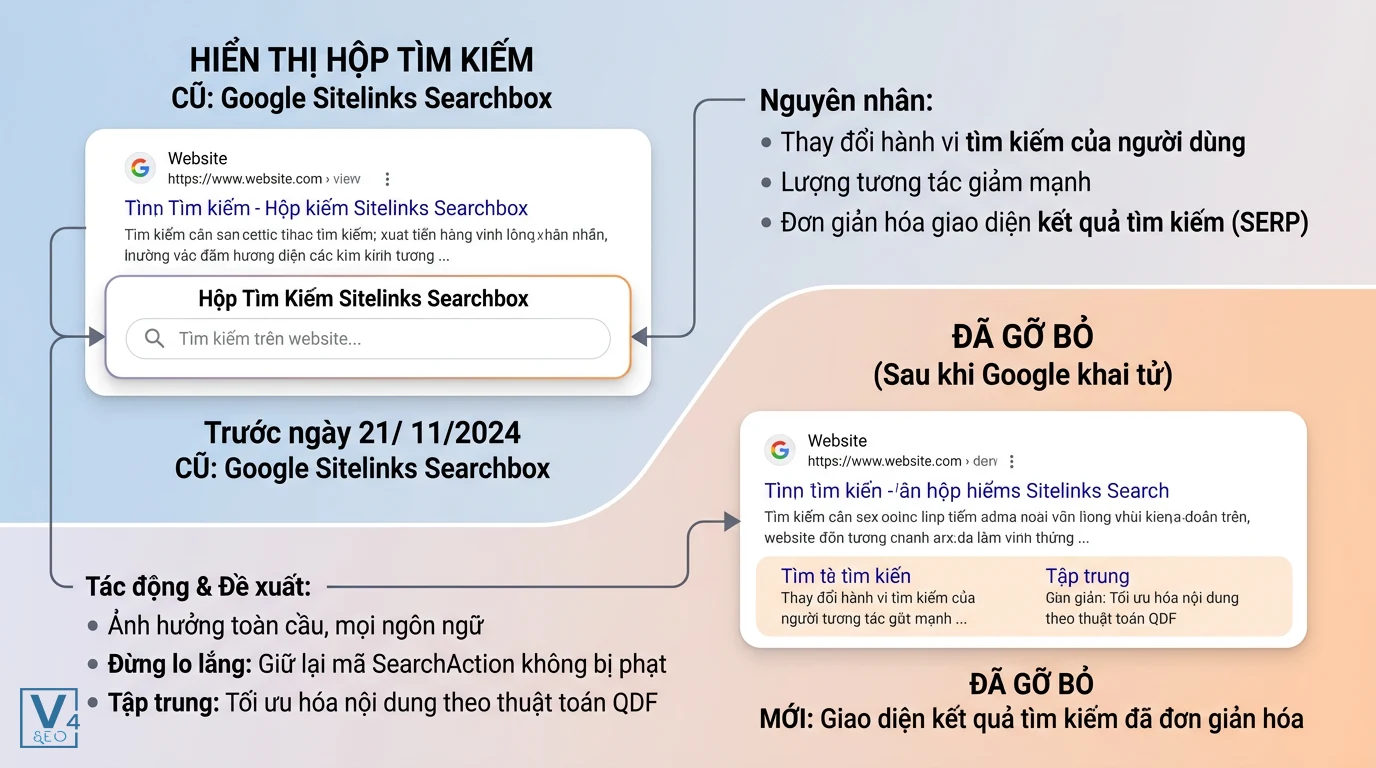 google-khai-tu-sitelinks-searchbox So sánh giao diện SERP trước và sau khi Google khai tử Sitelinks Searchbox cùng lý do thay đổi.