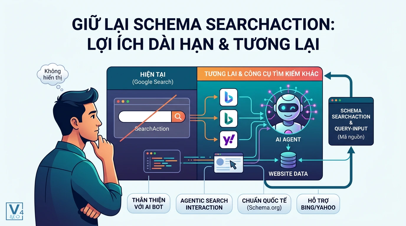 loi-ich-schema-searchaction-query-input Lợi ích dài hạn của Schema SearchAction và query-input là gì đối với các công cụ tìm kiếm khác và AI Agent.
