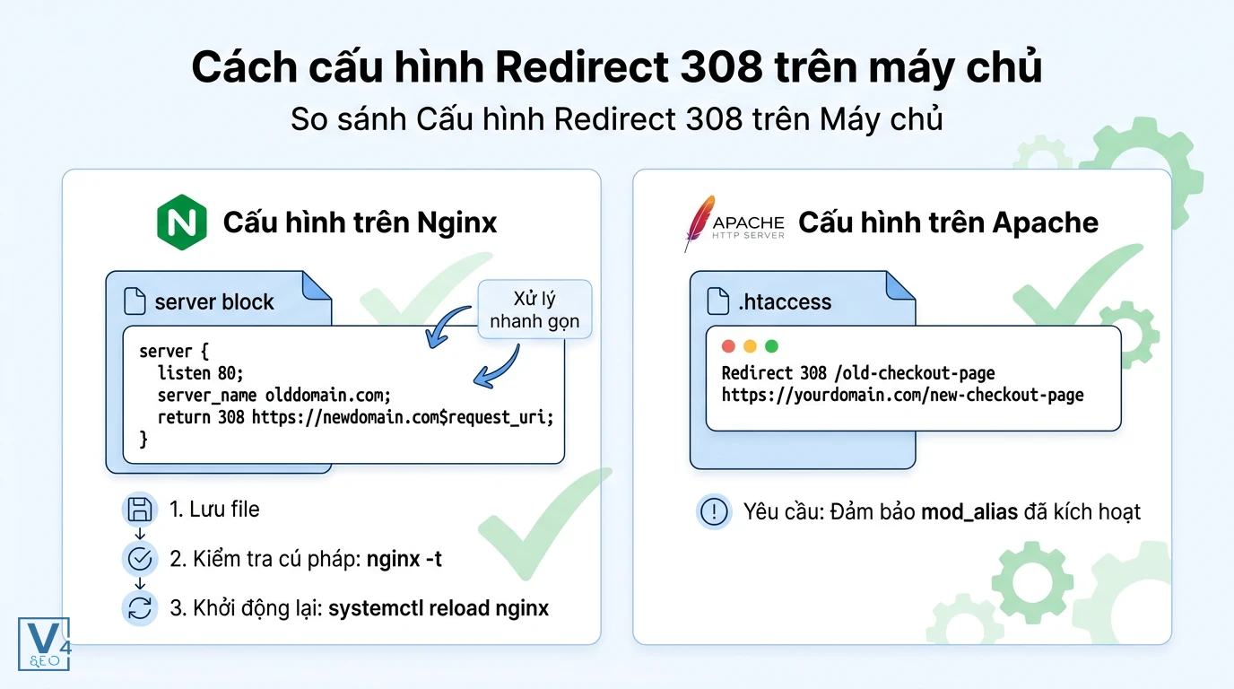 cau-hinh-redirect-308-nginx-apache So sánh cú pháp và các bước thiết lập redirect 308 là gì trên hai máy chủ web phổ biến Nginx và Apache.