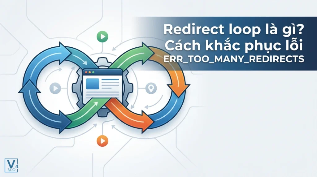 Mô phỏng lỗi redirect loop là gì qua sơ đồ chuyển hướng vòng lặp vô hạn gây lỗi tải trang.