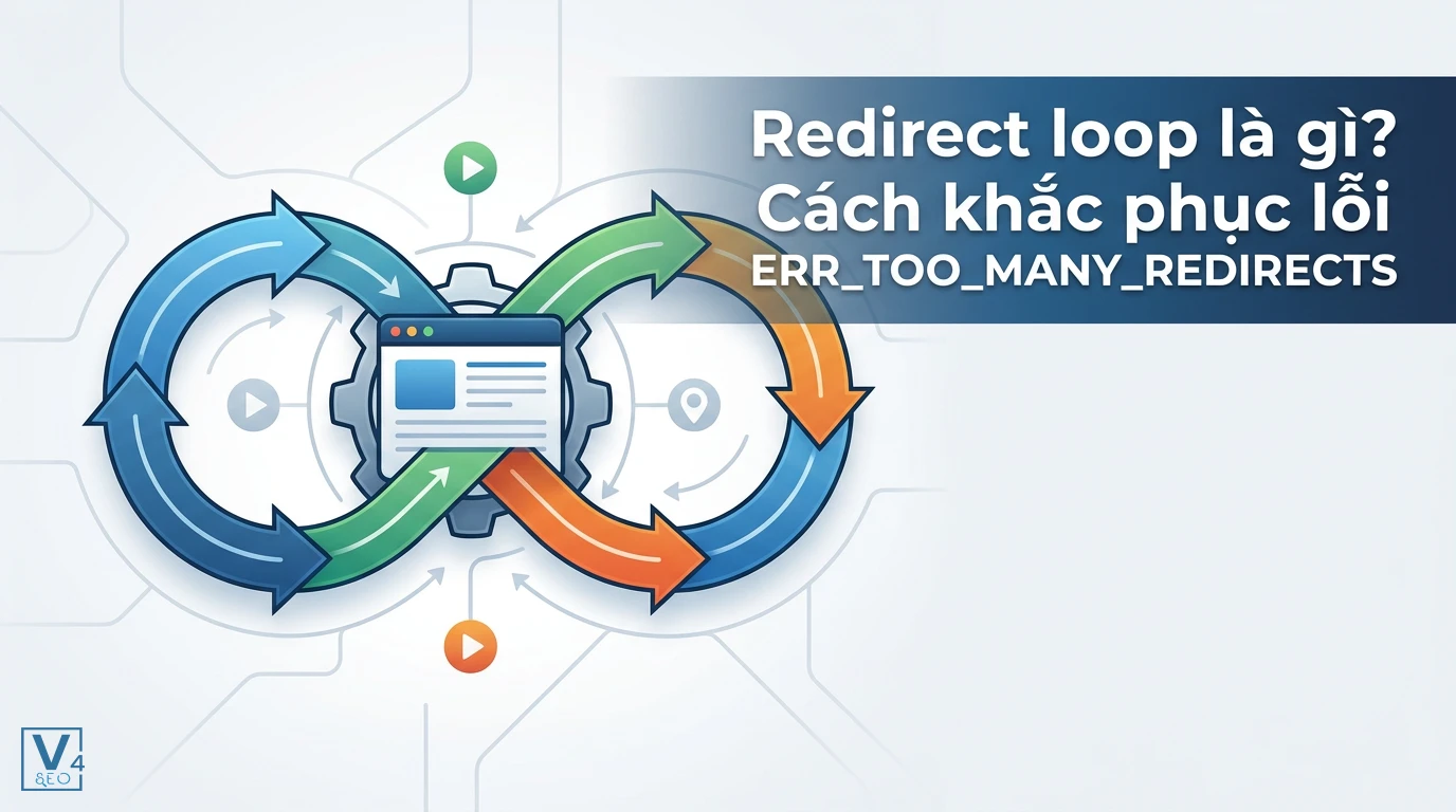 Mô phỏng lỗi redirect loop là gì qua sơ đồ chuyển hướng vòng lặp vô hạn gây lỗi tải trang.