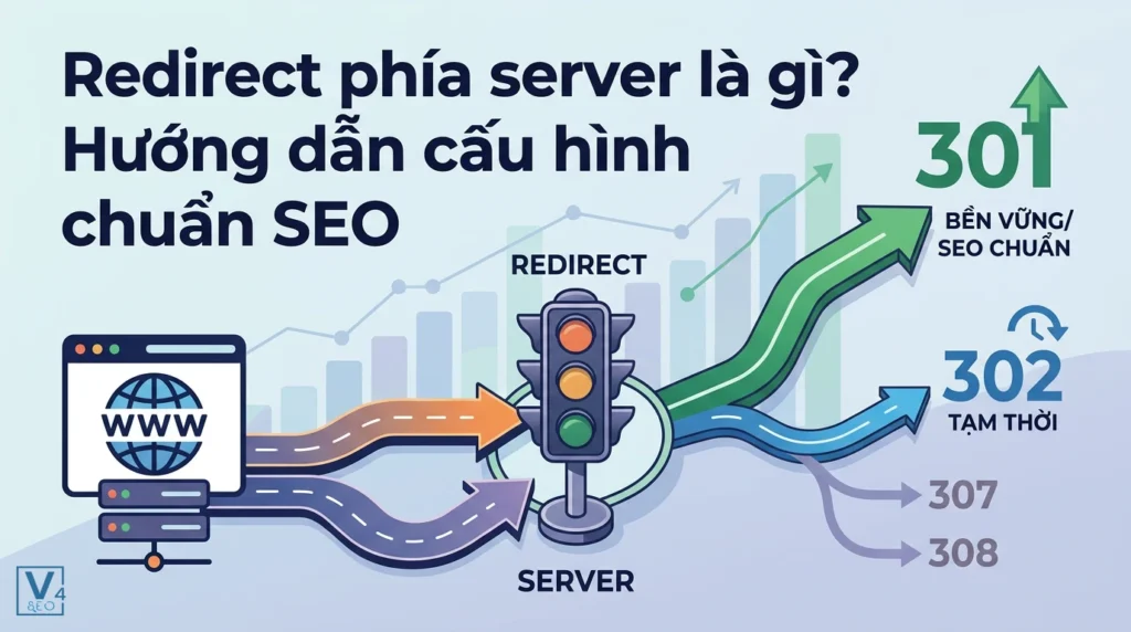 Mô hình điều hướng redirect phía server với các mã trạng thái 301, 302, 307 và 308 giúp tối ưu SEO cho website.