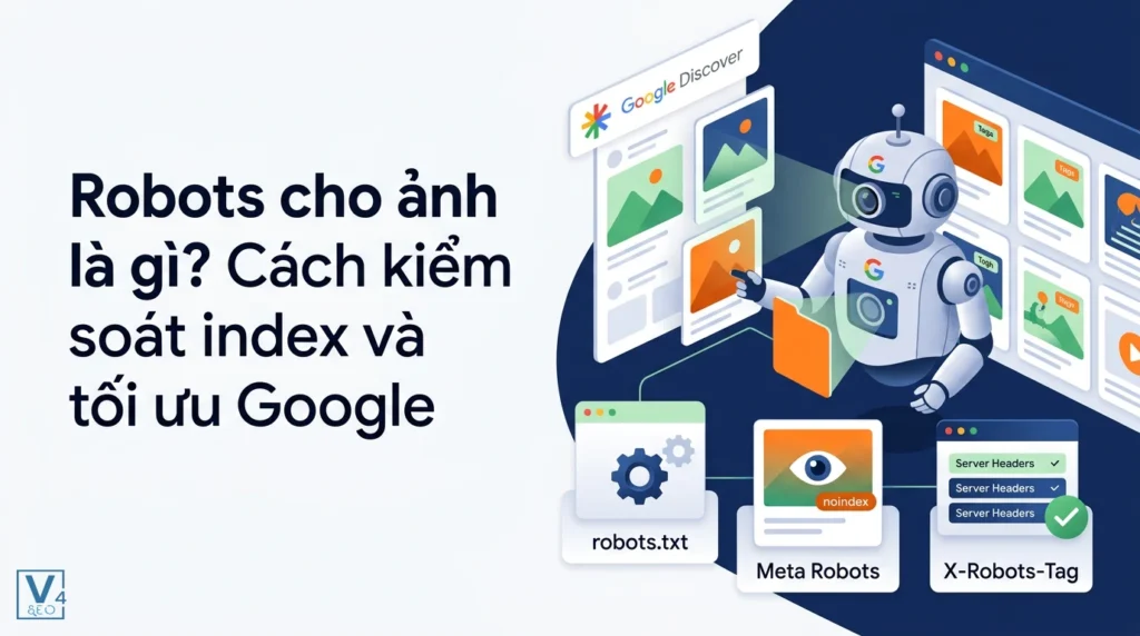 Robots cho ảnh là gì? Cách kiểm soát index và tối ưu Google Discover 13 Mô hình hoạt động của robots cho ảnh giúp kiểm soát index qua robots.txt, Meta Robots và X-Robots-Tag lên Google Discover.