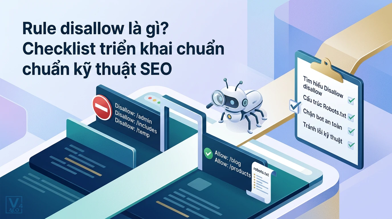 Mô hình phân biệt lệnh allow và rule disallow trong file robots.txt giúp điều hướng bot tìm kiếm chuẩn SEO
