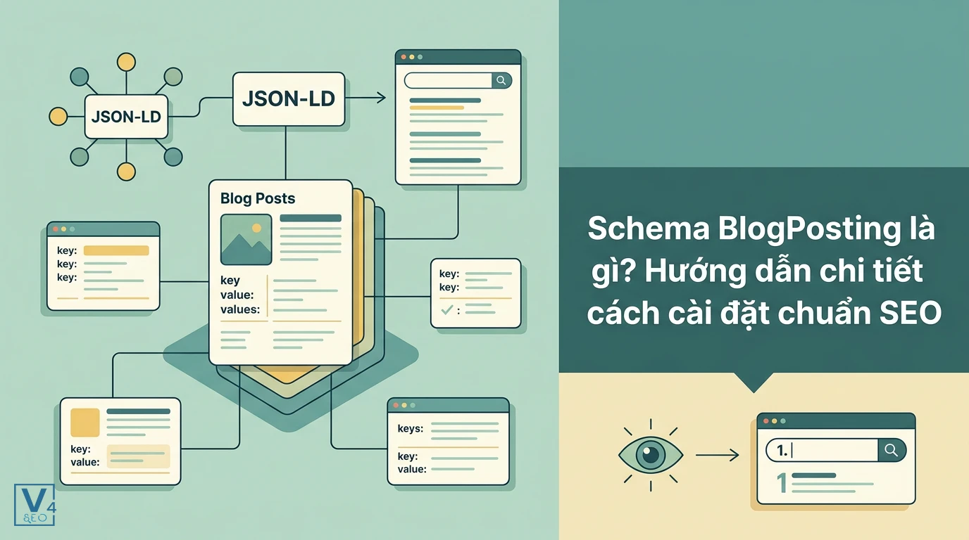 Mô hình kết nối dữ liệu cấu trúc JSON-LD cho bài viết giúp tối ưu hóa hiển thị trên công cụ tìm kiếm.