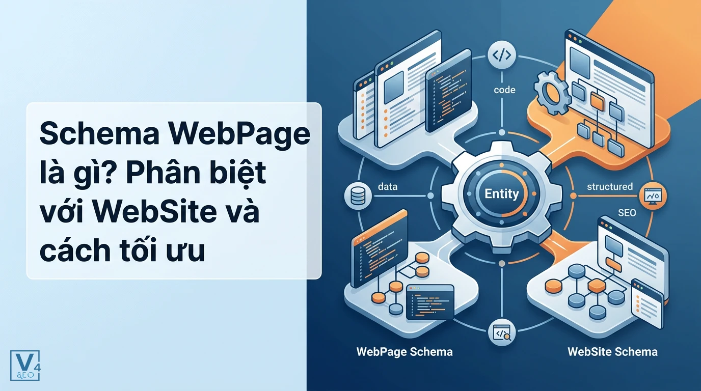 Mô hình kết nối Schema WebPage và WebSite giúp tối ưu cấu trúc dữ liệu Entity cho công cụ tìm kiếm.