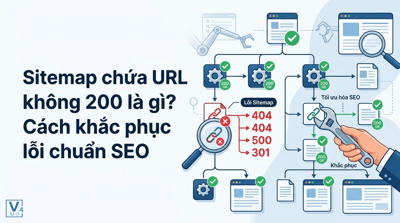 Quy trình phát hiện và khắc phục lỗi sitemap chứa URL không 200 giúp tối ưu hóa ngân sách thu thập dữ liệu SEO.