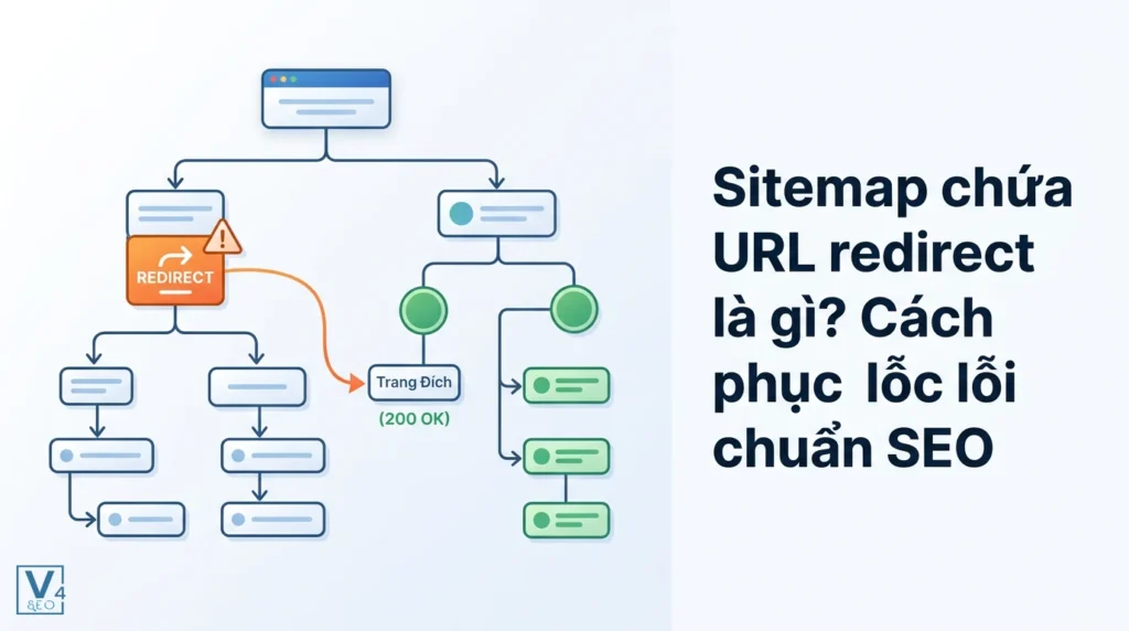 Sitemap chứa URL redirect là gì? Cách khắc phục lỗi chuẩn SEO 8 Mô hình sitemap chứa URL redirect gây lãng phí crawl budget khi bot tìm kiếm bị chuyển hướng sang trang đích khác.