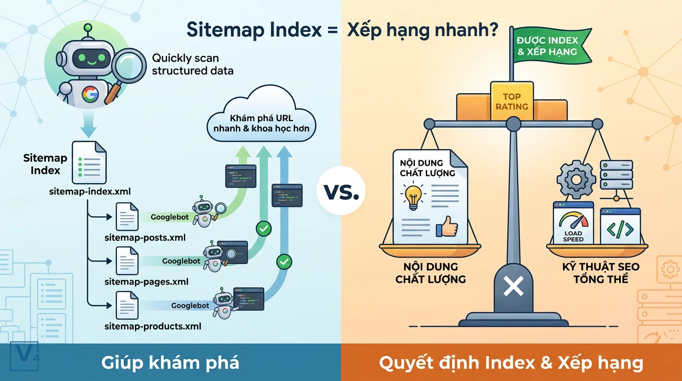 vai-tro-sitemap-index-va-yeu-to-xep-hang Sự khác biệt giữa vai trò khám phá URL của sitemap index và yếu tố quyết định lập chỉ mục từ chất lượng website.
