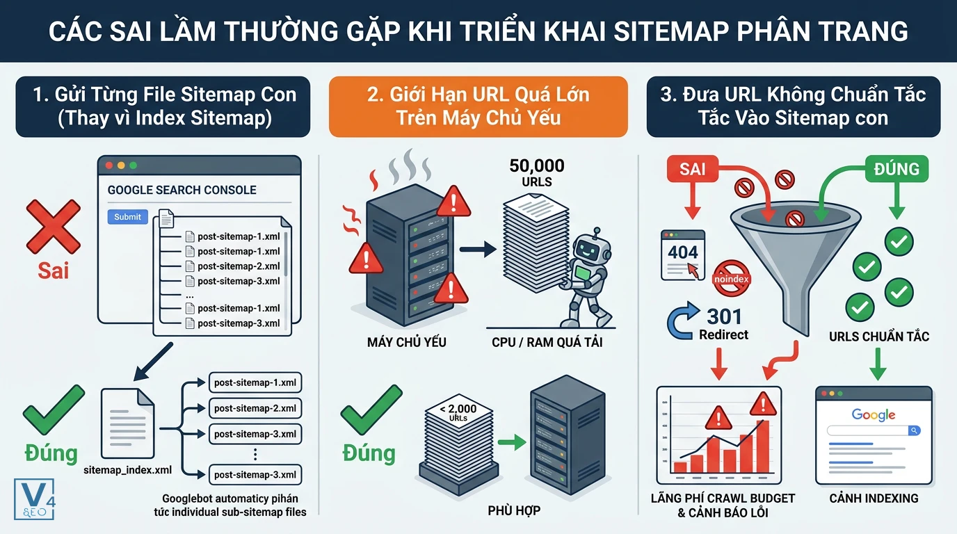 cac-sai-lam-khi-lam-sitemap-phan-trang Ba lỗi phổ biến khi thiết lập sitemap phân trang gây ảnh hưởng xấu đến quá trình thu thập dữ liệu của Googlebot.