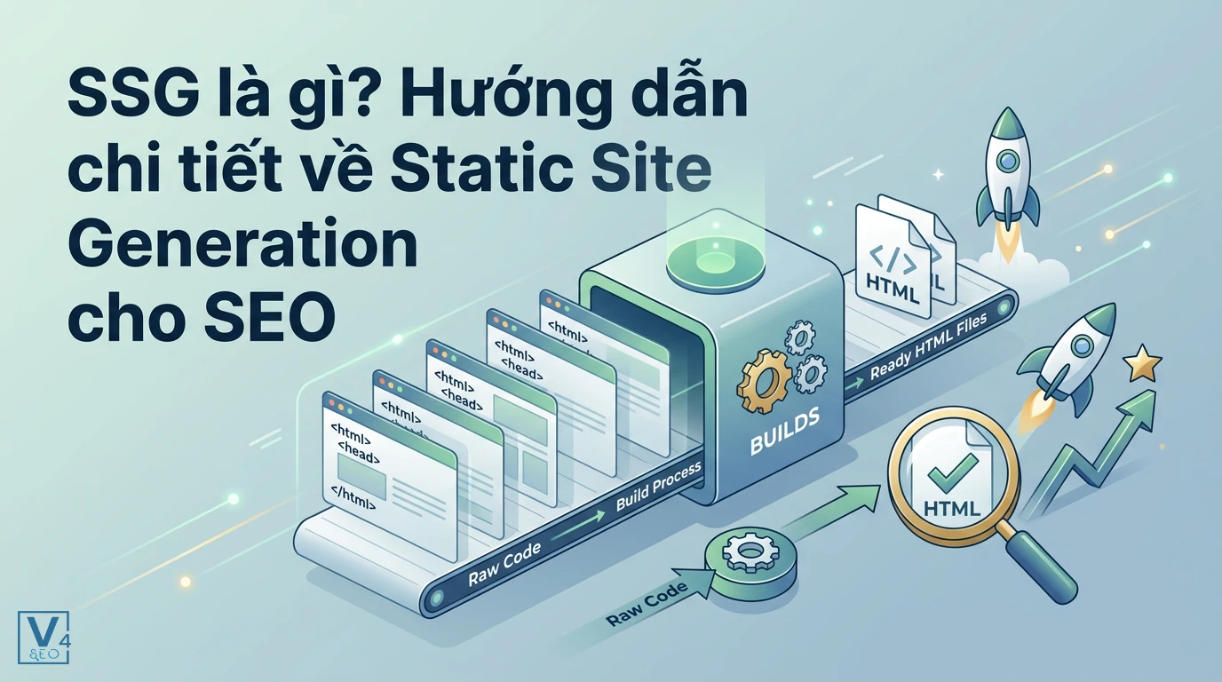 Mô hình hoạt động của SSG từ bước build server tạo file tĩnh đến phân phối qua CDN giúp tăng tốc độ tải trang và tối ưu SEO.