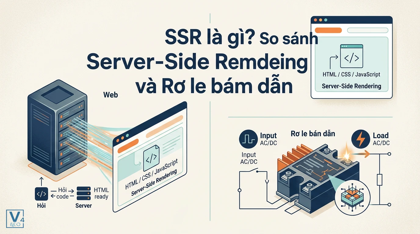 Mô hình so sánh cơ chế kết xuất SSR pre-rendered từ máy chủ giúp bot tìm kiếm dễ dàng thu thập dữ liệu so với Client-side.