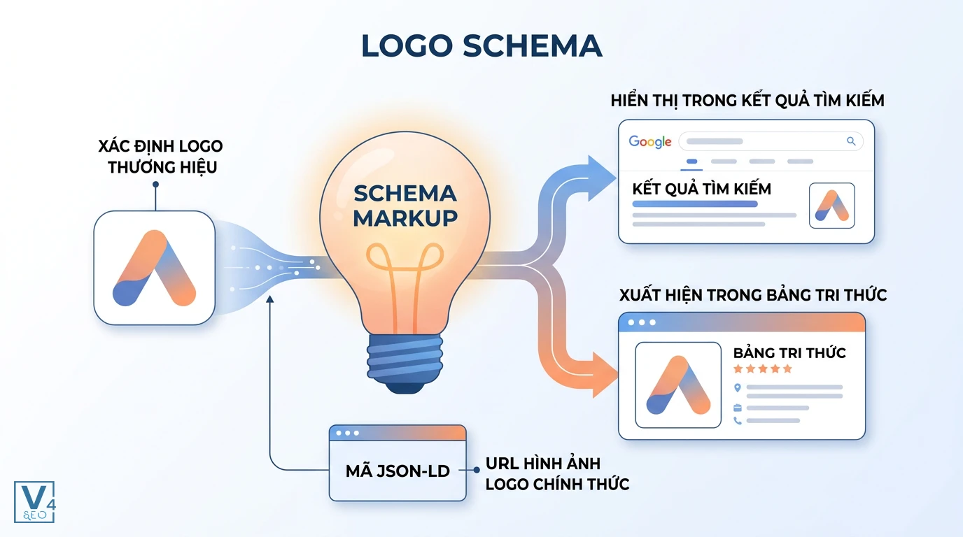 quy-trinh-hoat-dong-logo-schema Quy trình hoạt động của Logo Schema giúp hiển thị biểu tượng thương hiệu trên kết quả tìm kiếm và Bảng tri thức