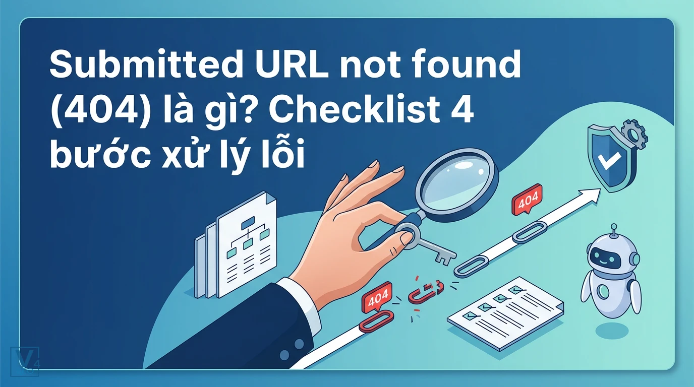 Minh họa quy trình kiểm tra và khắc phục lỗi Submitted URL not found (404) trong sitemap cho Googlebot.