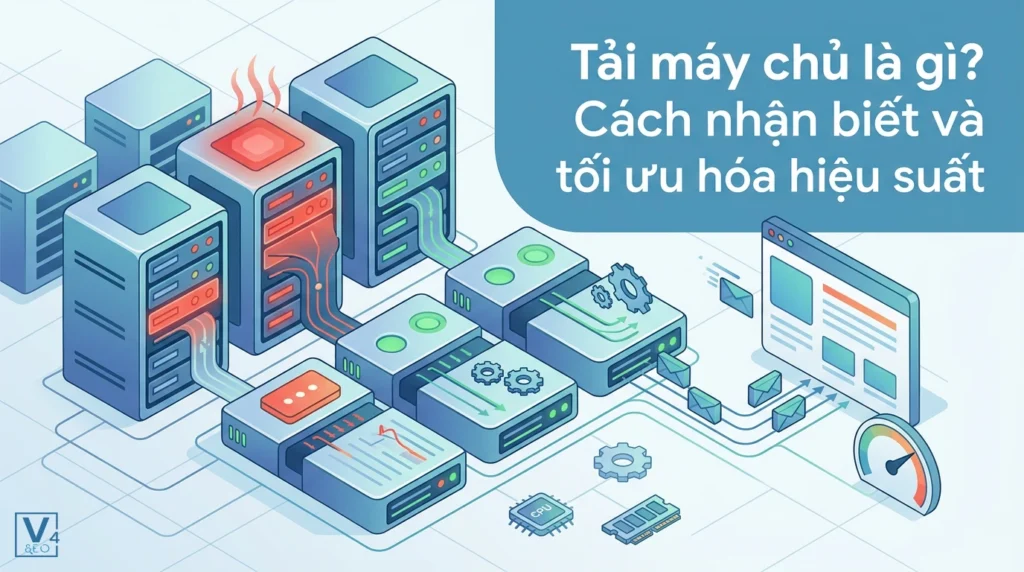 Mô phỏng hệ thống máy chủ đang xử lý dữ liệu và gặp tình trạng quá tải nhiệt khi lưu lượng truy cập tăng cao