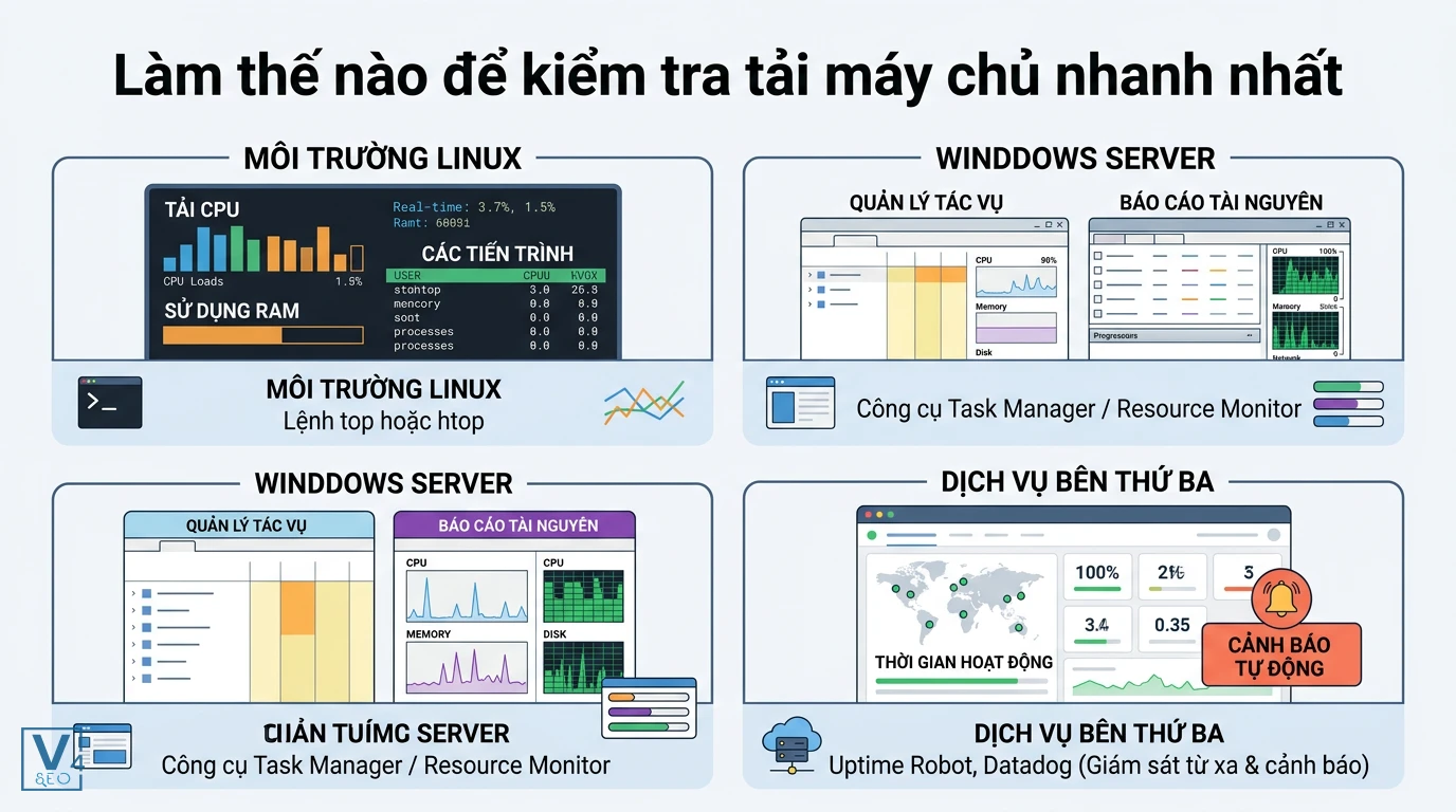 phuong-phap-kiem-tra-tai-may-chu Các phương pháp kiểm tra tải máy chủ nhanh chóng trên Linux, Windows và qua dịch vụ giám sát bên thứ ba.