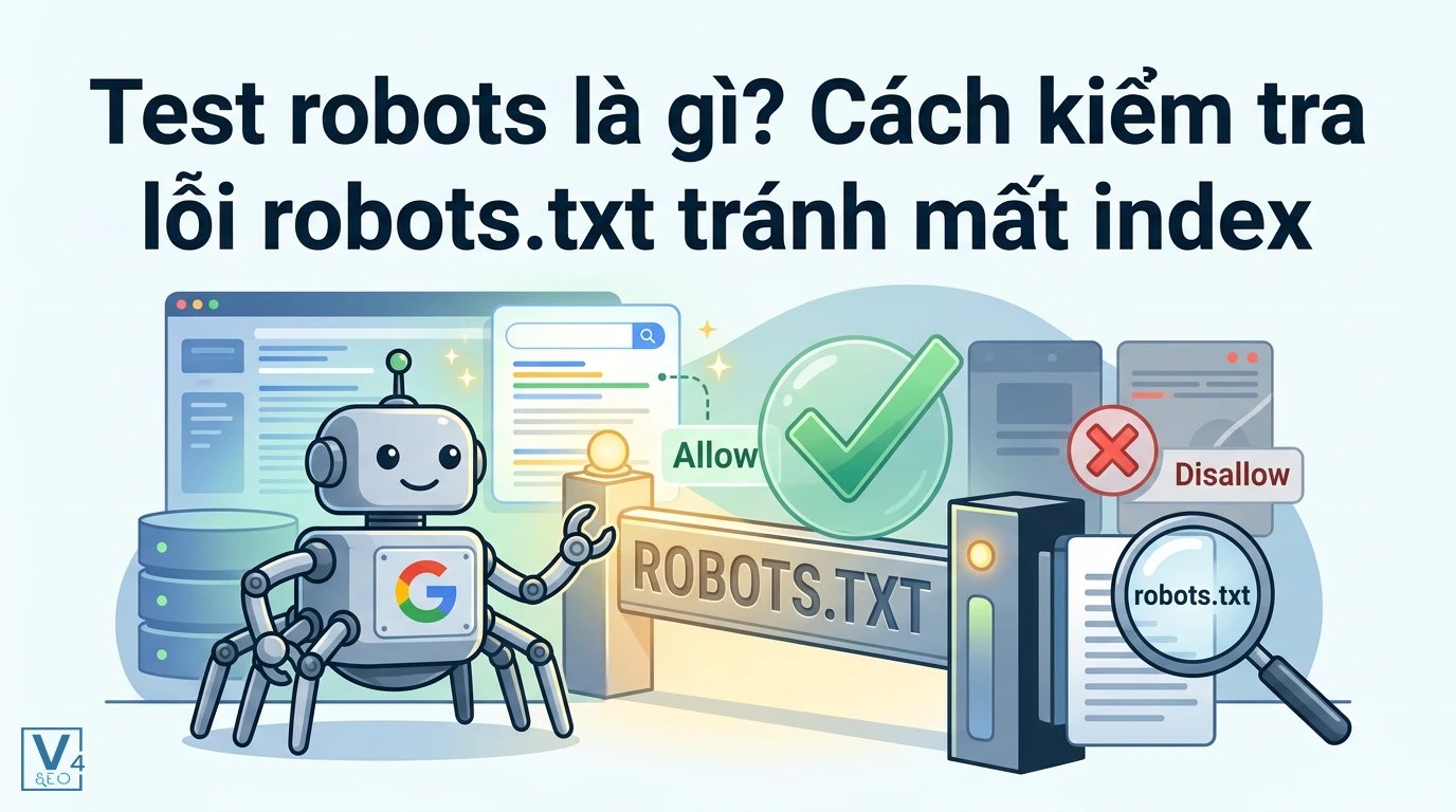 Mô phỏng quá trình test robots để kiểm tra quyền truy cập Allow và Disallow của Googlebot trên file robots.txt