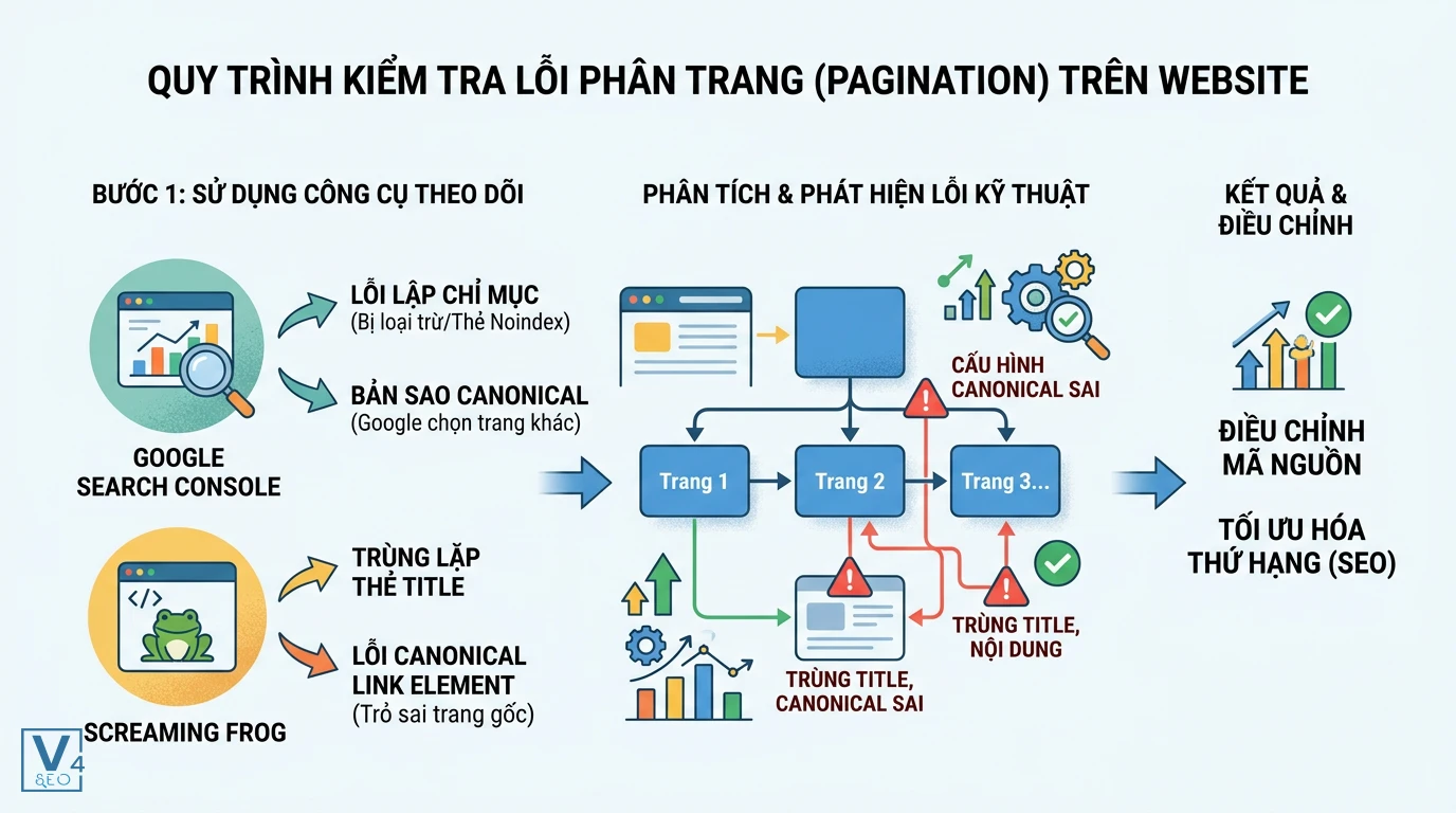quy-trinh-kiem-tra-loi-phan-trang-website Sơ đồ quy trình kiểm tra lỗi tham số phân trang là gì bằng Google Search Console và Screaming Frog.