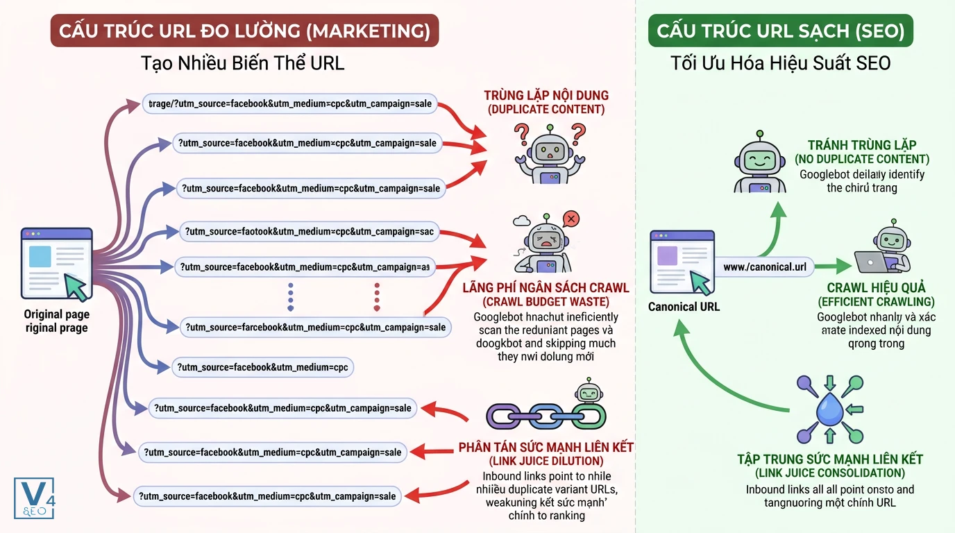 tac-dong-cua-tham-so-tracking-den-seo So sánh tác hại của tham số tracking lên SEO và giải pháp tối ưu hóa cấu trúc URL sạch bằng thẻ canonical