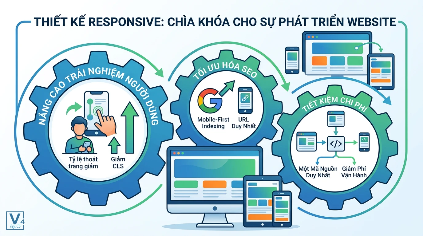loi-ich-thiet-ke-responsive-website Sơ đồ 3 lợi ích cốt lõi giải thích thiết kế responsive là gì đối với trải nghiệm người dùng, SEO và chi phí vận hành.