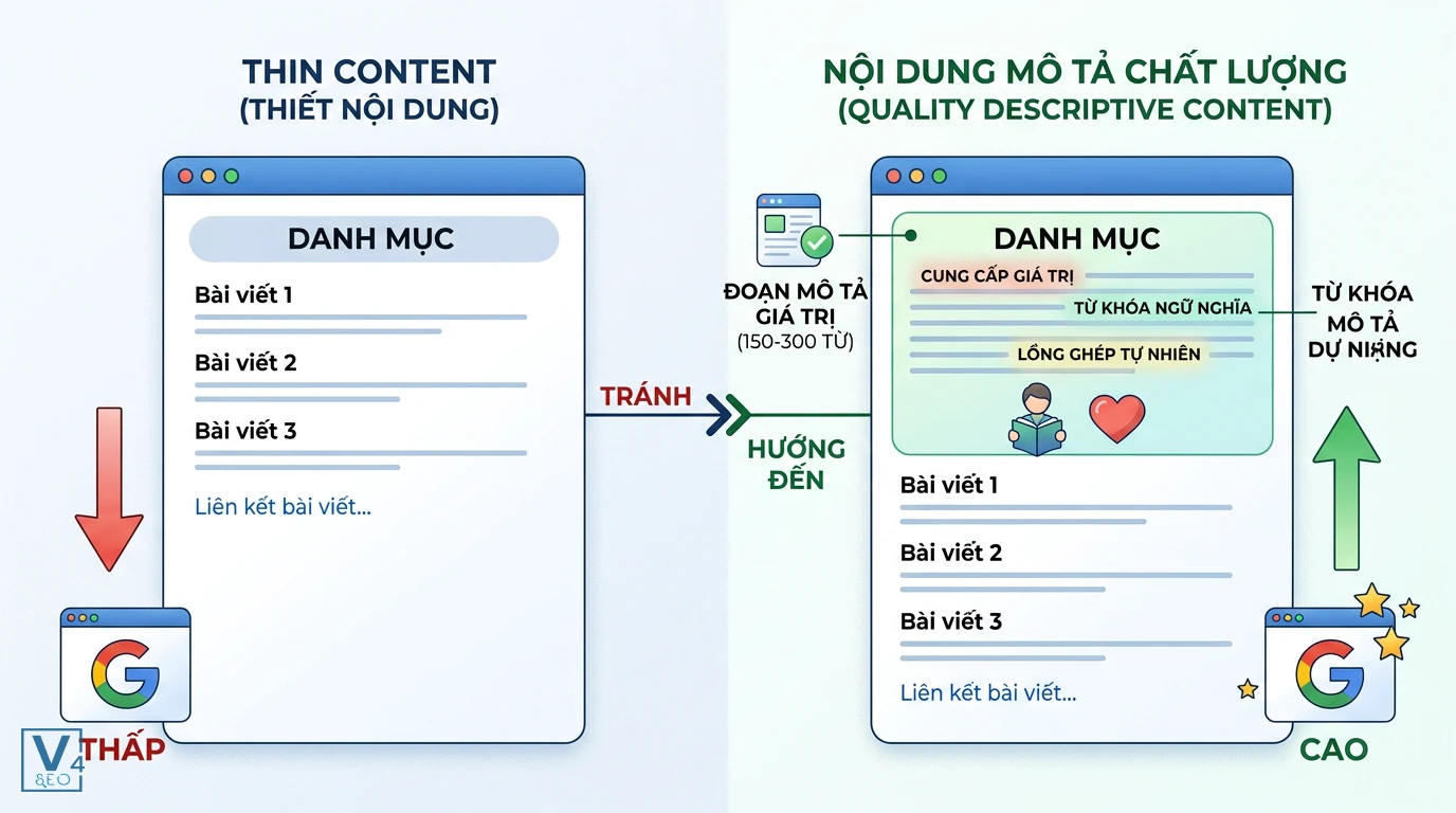 toi-uu-noi-dung-mo-ta-trang-category So sánh trang danh mục mỏng nội dung và trang danh mục được tối ưu hóa bằng đoạn mô tả chất lượng chứa từ khóa tự nhiên.