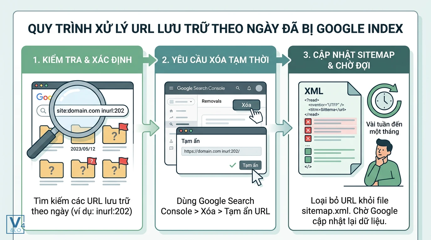 quy-trinh-xu-ly-url-luu-tru-theo-ngay Sơ đồ 3 bước xử lý URL lưu trữ theo ngày đã bị Google index bằng Search Console và cập nhật sitemap.