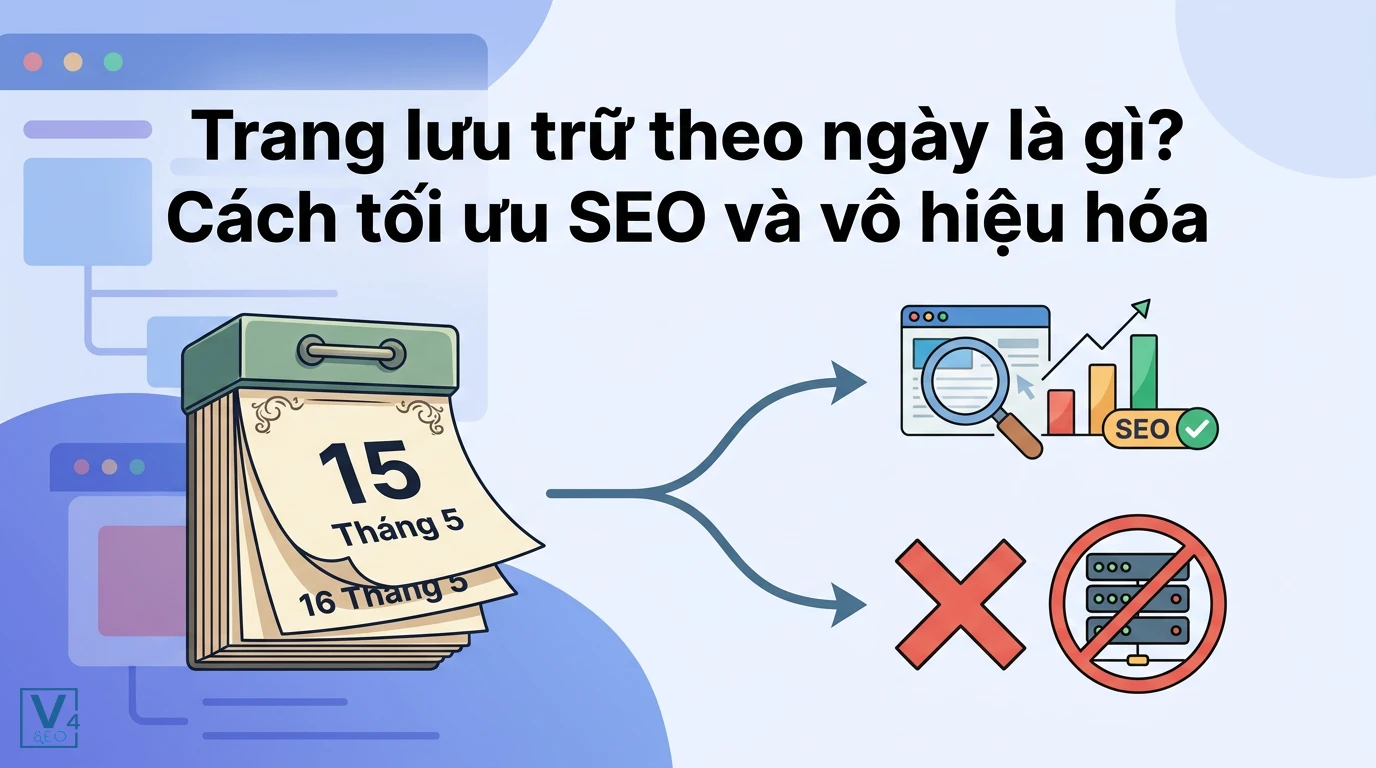 Sơ đồ giải thích khái niệm trang lưu trữ theo ngày là gì cùng hai lựa chọn tối ưu SEO hoặc vô hiệu hóa trên website.