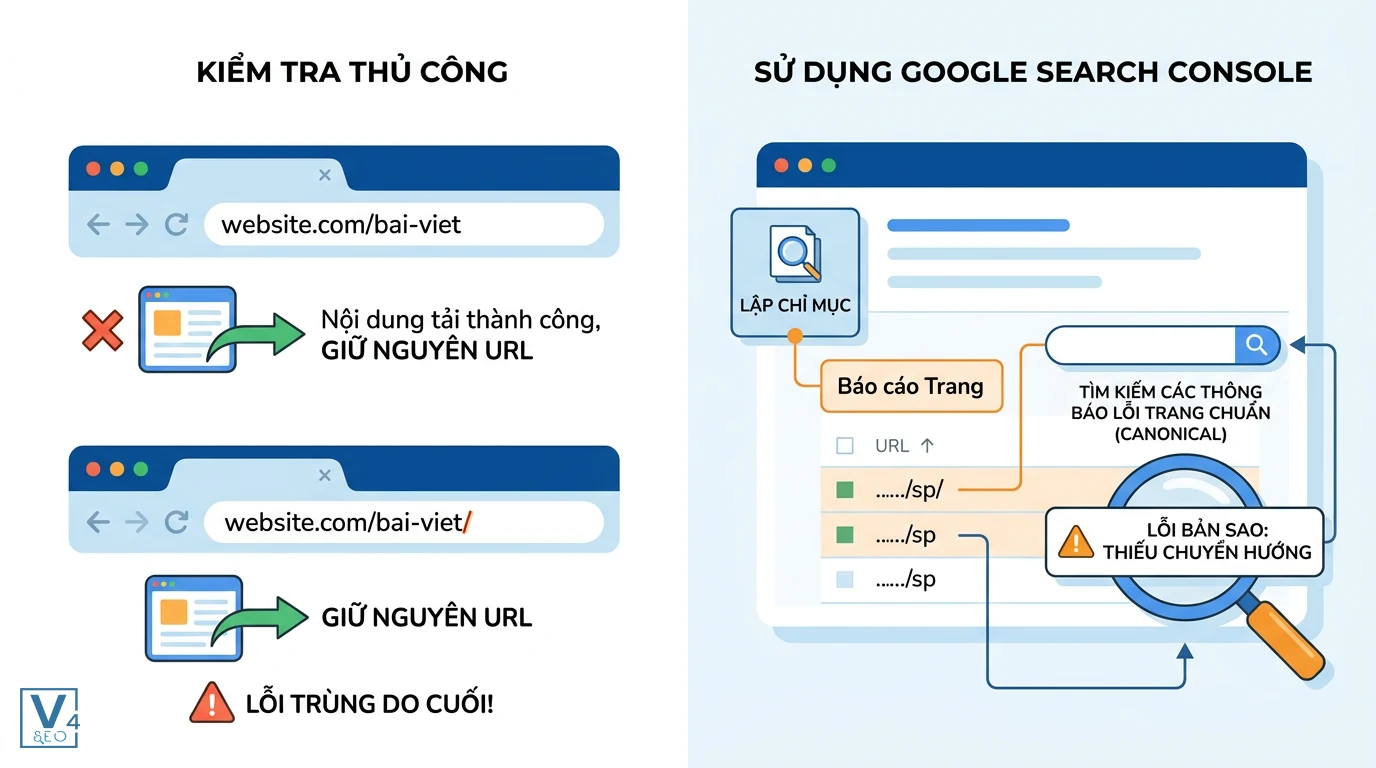 huong-dan-kiem-tra-loi-trung-do-cuoi Quy trình kiểm tra lỗi trùng do cuối bằng trình duyệt web ẩn danh và qua báo cáo trang của Google Search Console.