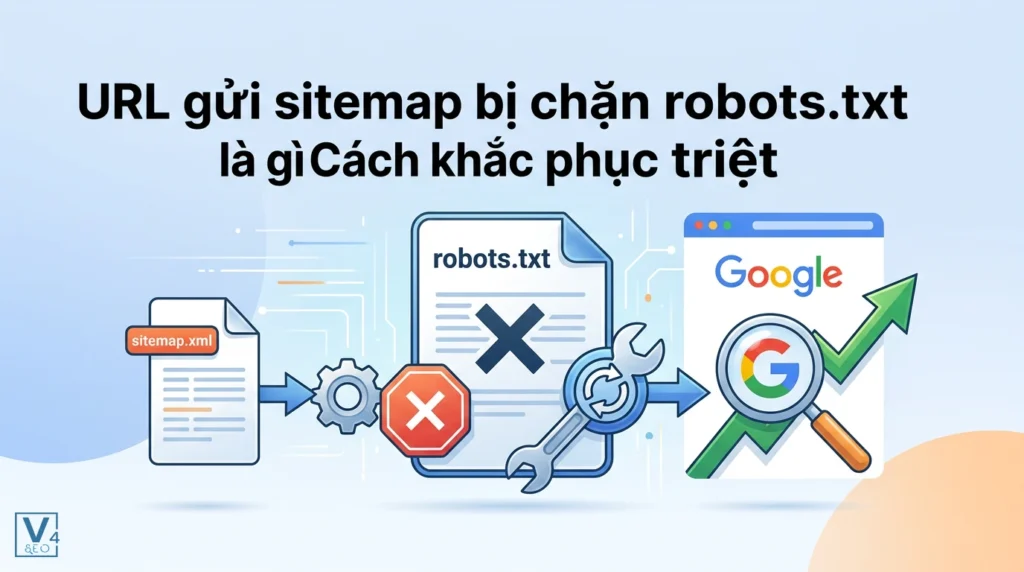 URL gửi sitemap bị chặn robots.txt là gì? Cách khắc phục triệt để 13 Mô tả lỗi URL gửi sitemap bị chặn bởi file robots.txt và quy trình tối ưu hóa giúp Google lập chỉ mục website.