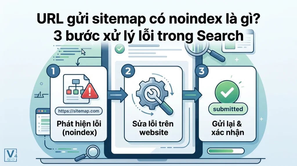 URL gửi sitemap có noindex là gì? 3 bước xử lý lỗi trong Search Console 11 Quy trình 3 bước khắc phục lỗi URL gửi sitemap có noindex trong Google Search Console giúp tối ưu SEO.