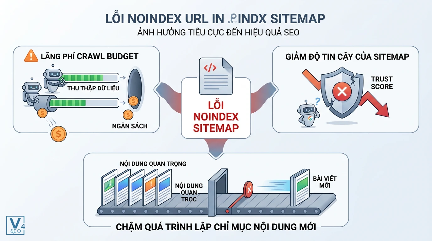 tac-hai-loi-noindex-sitemap-seo Tác hại của lỗi URL gửi sitemap có noindex gây lãng phí ngân sách cào và giảm độ tin cậy website.