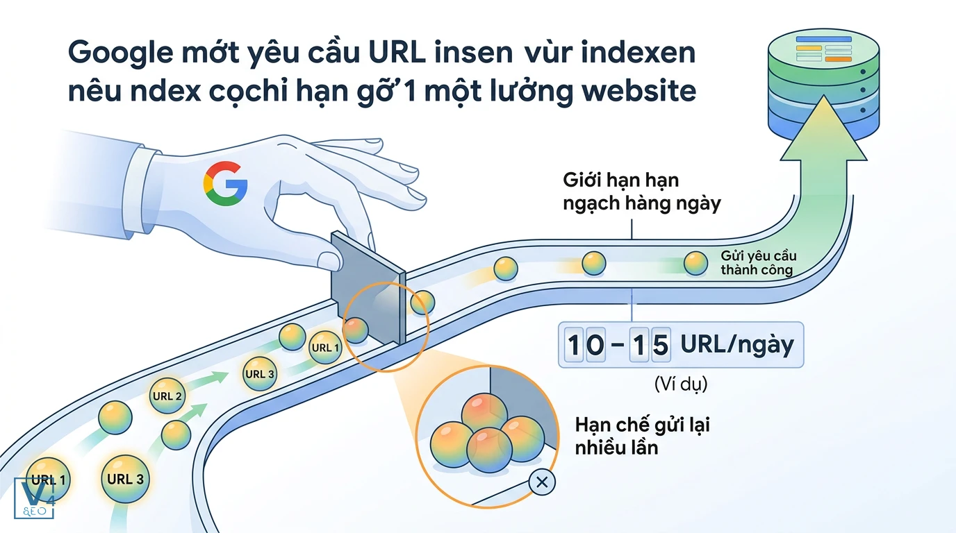 gioi-han-gui-yeu-cau-index-google Minh họa giới hạn gửi yêu cầu lập chỉ mục hàng ngày của Google từ 10 đến 15 URL nhằm tránh spam.