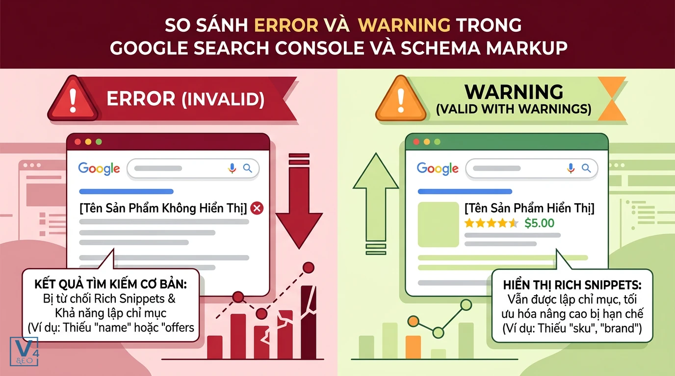 so-sanh-warning-vs-error-seo So sánh tác động của Error và Warning trong Google Search Console lên khả năng hiển thị Rich Snippets.