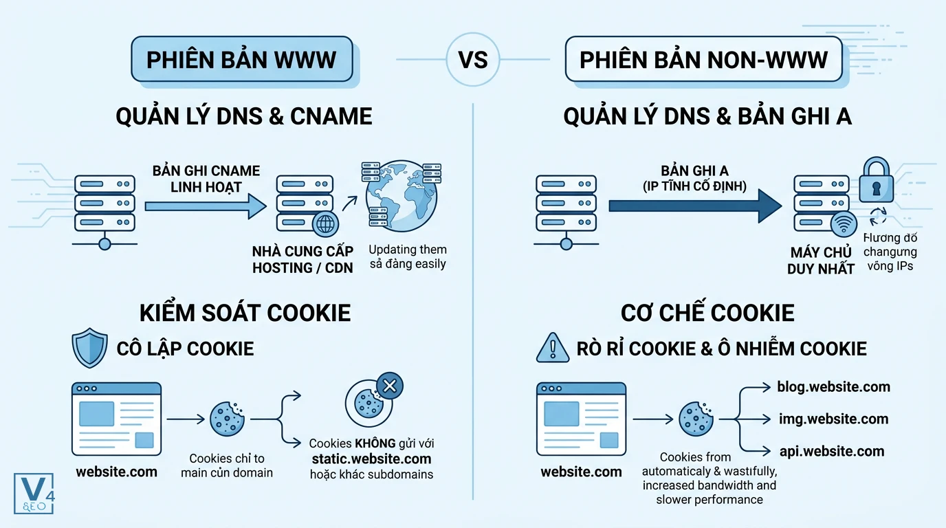 so-sanh-ky-thuat-www-va-non-www So sánh cơ chế quản lý DNS và kiểm soát cookie giữa hai định dạng tên miền www vs non-www là gì.